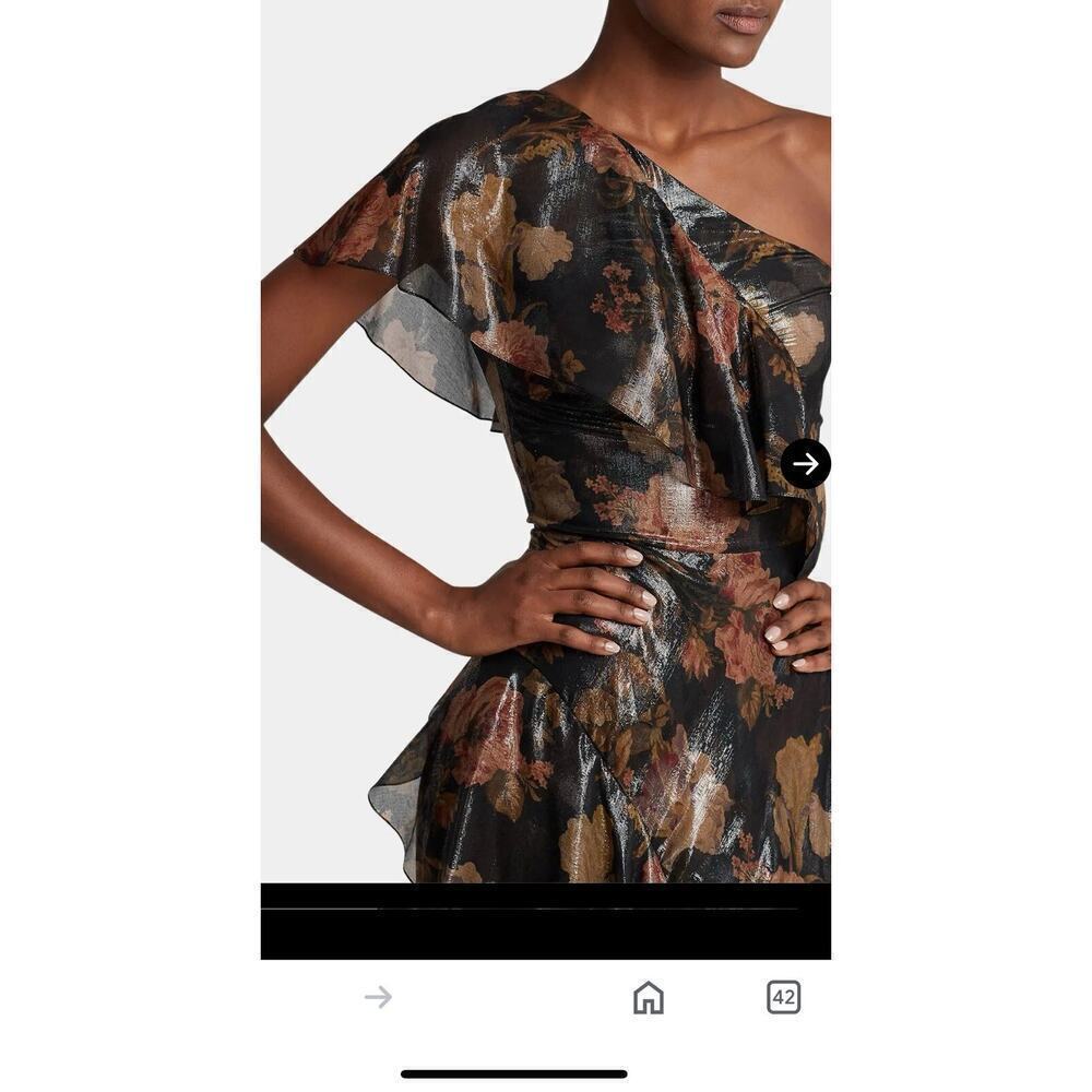 Ralph Lauren Collection Evening Gown Chiffon Floral Silk Maxi Dress Ruffle 0 $4K - Picture 7 of 11